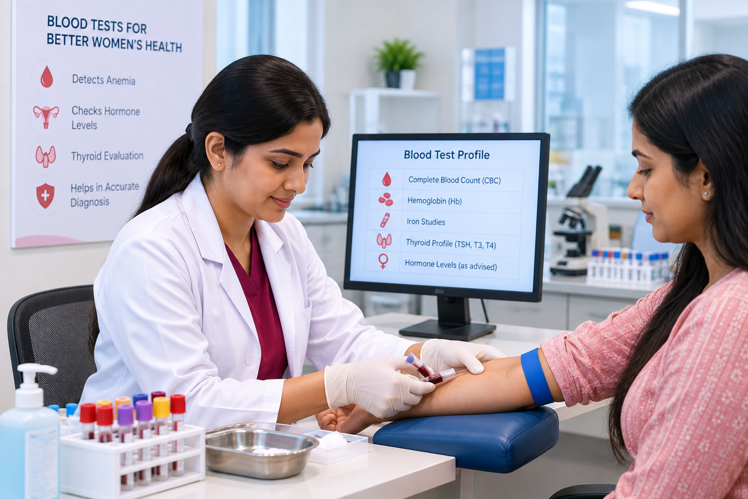Hormonal and blood tests for menopause evaluation at Sanjeevini Maternity and Fertility Centre