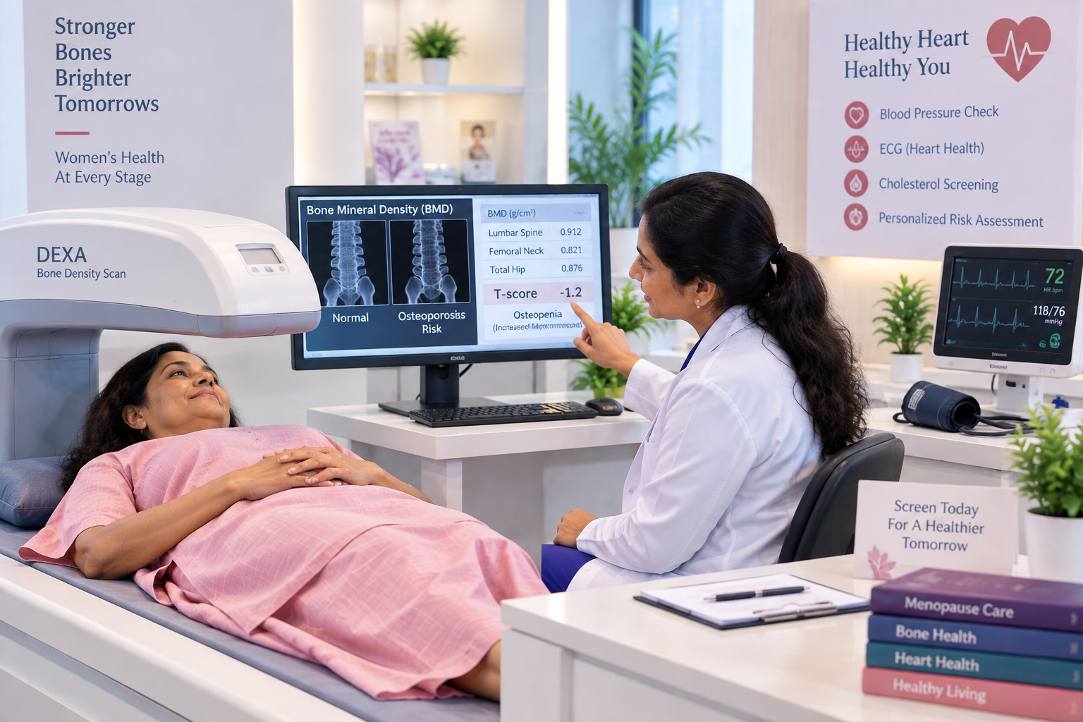 Bone density and cardiovascular screening for menopause at Sanjeevini Maternity and Fertility Centre