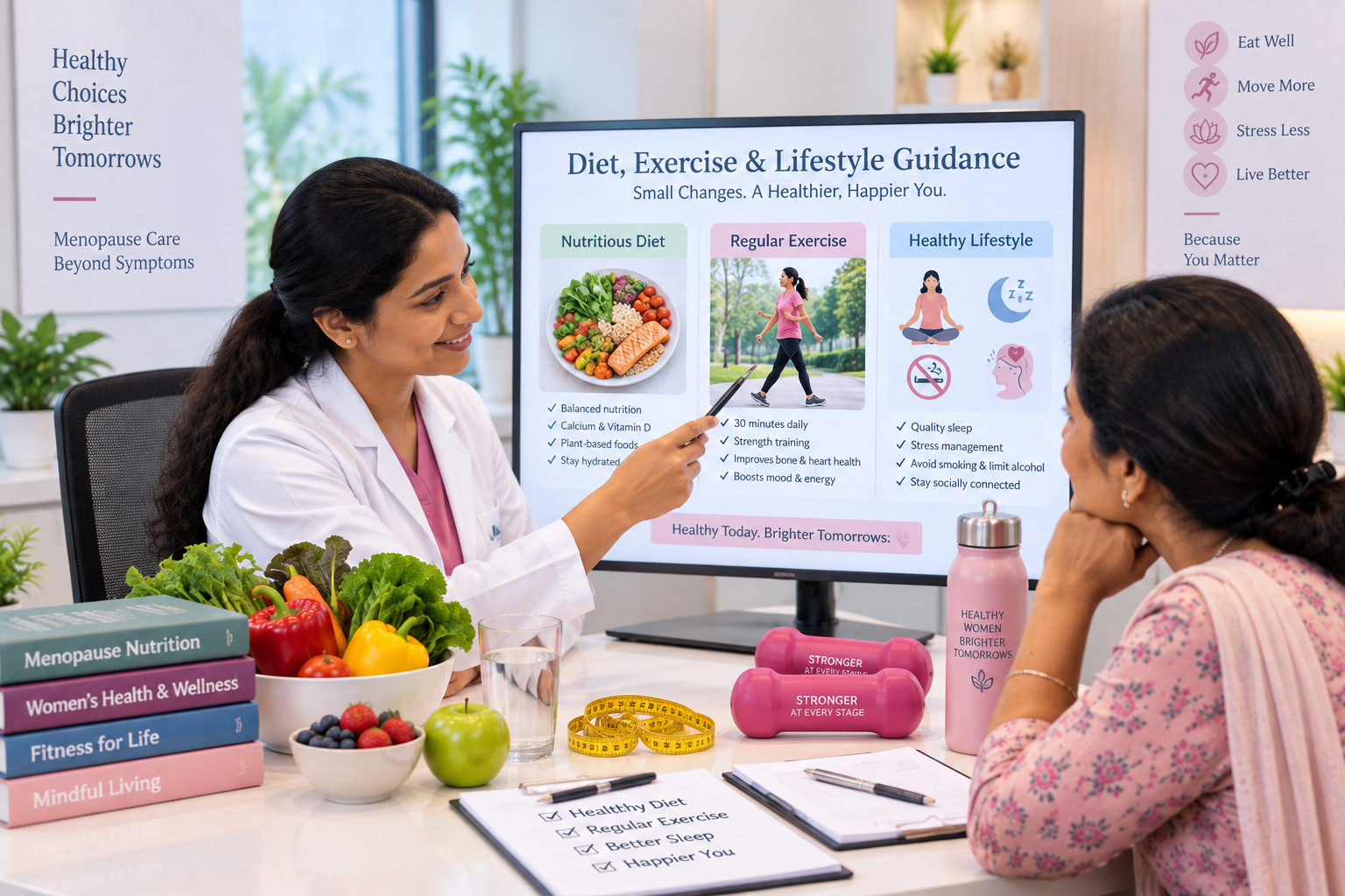 Diet, exercise and lifestyle guidance for menopause at Sanjeevini Maternity and Fertility Centre