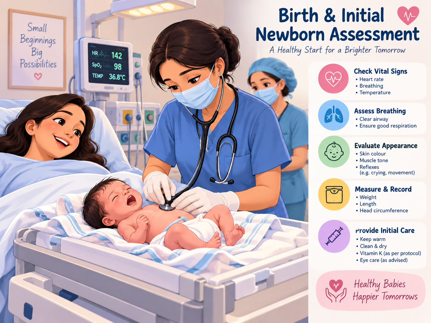 Newborn baby immediately after birth at Sanjeevini Hospital