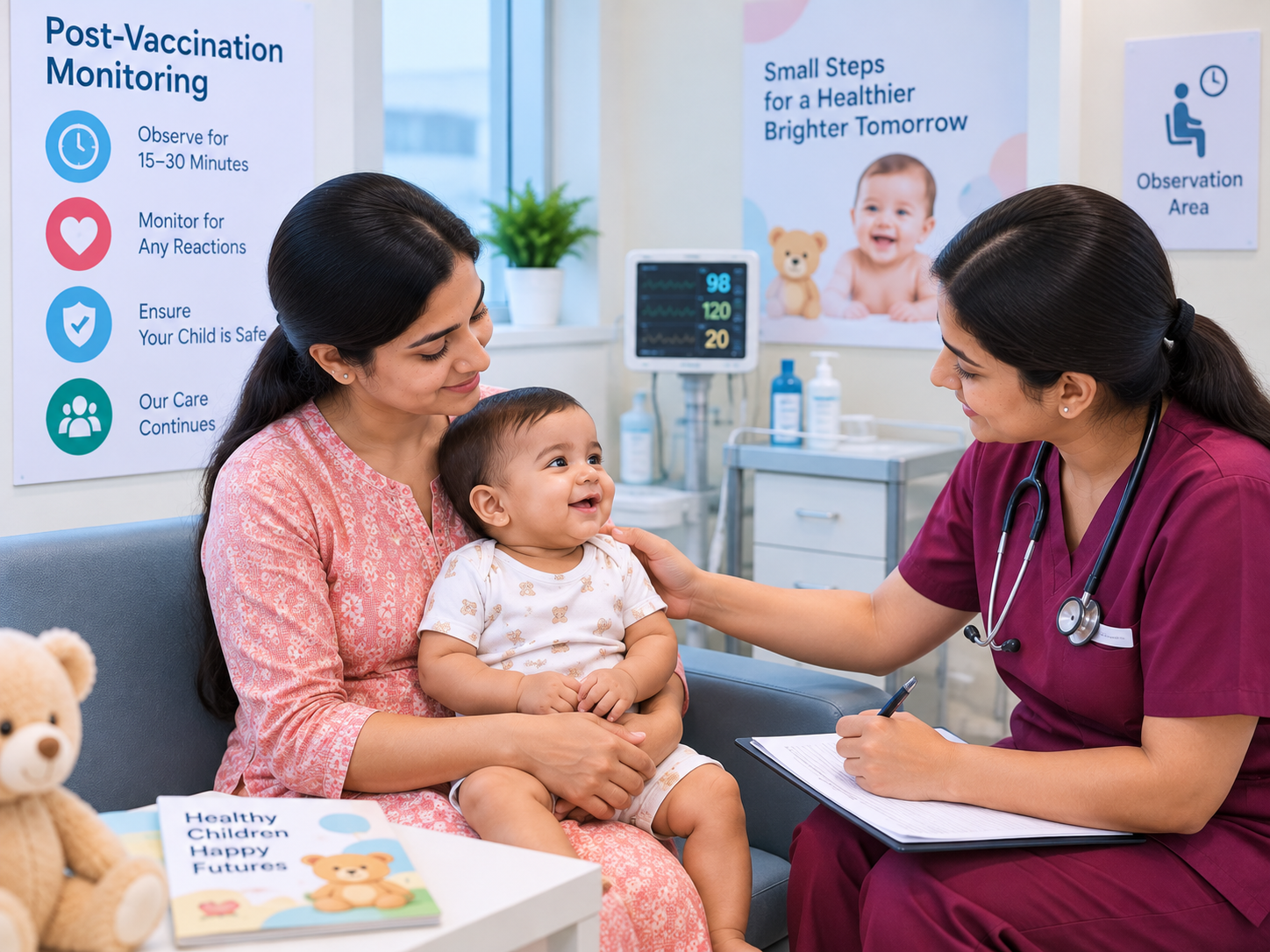 Post vaccination monitoring of child at hospital