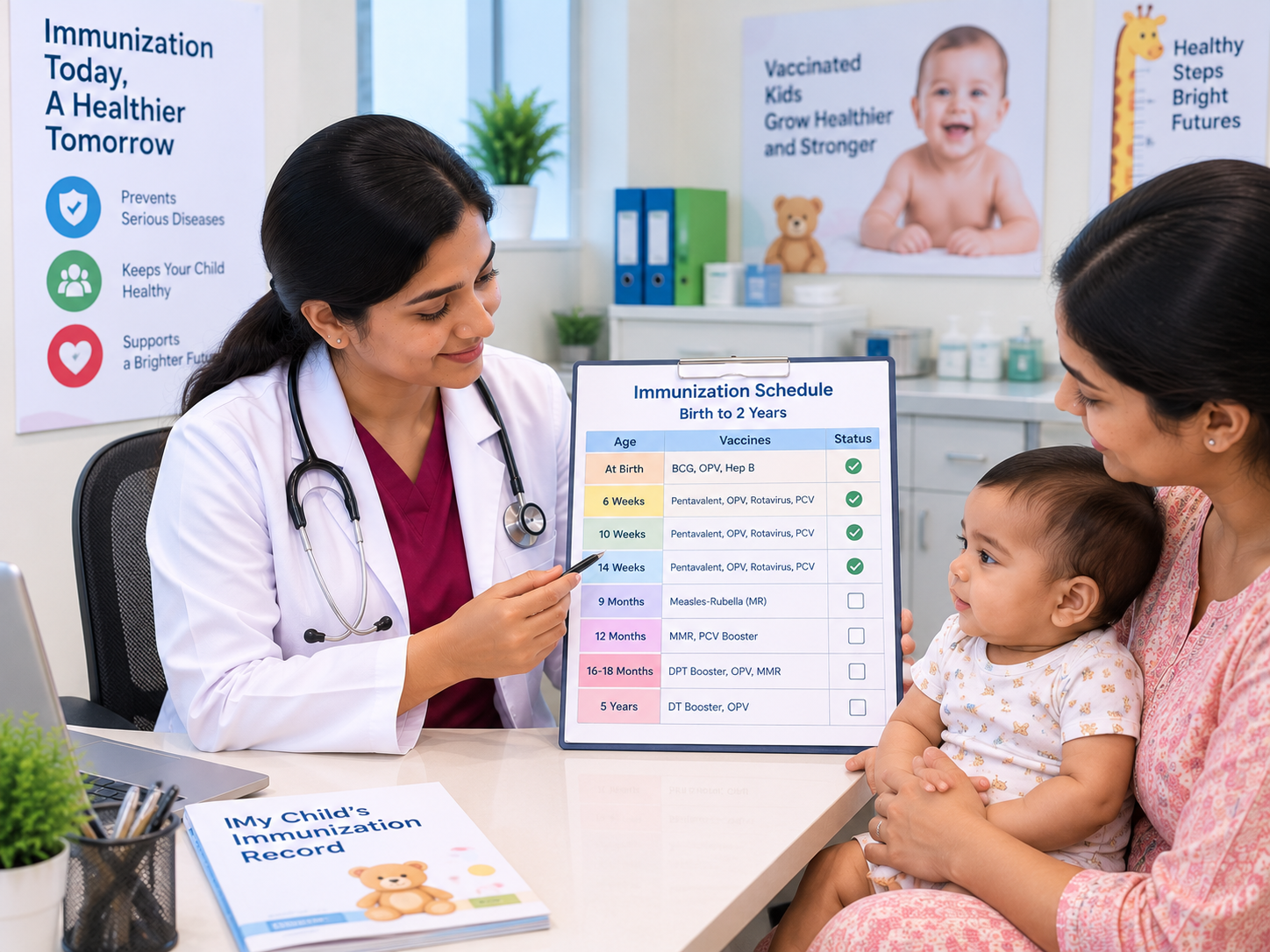 Immunization record card and schedule planning for child