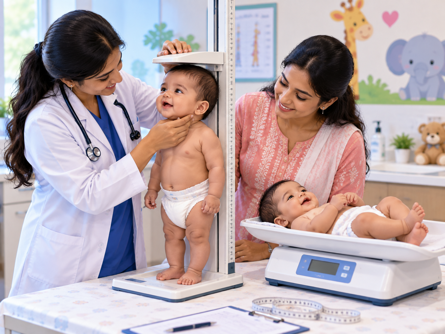 Height weight and head circumference measurement for child