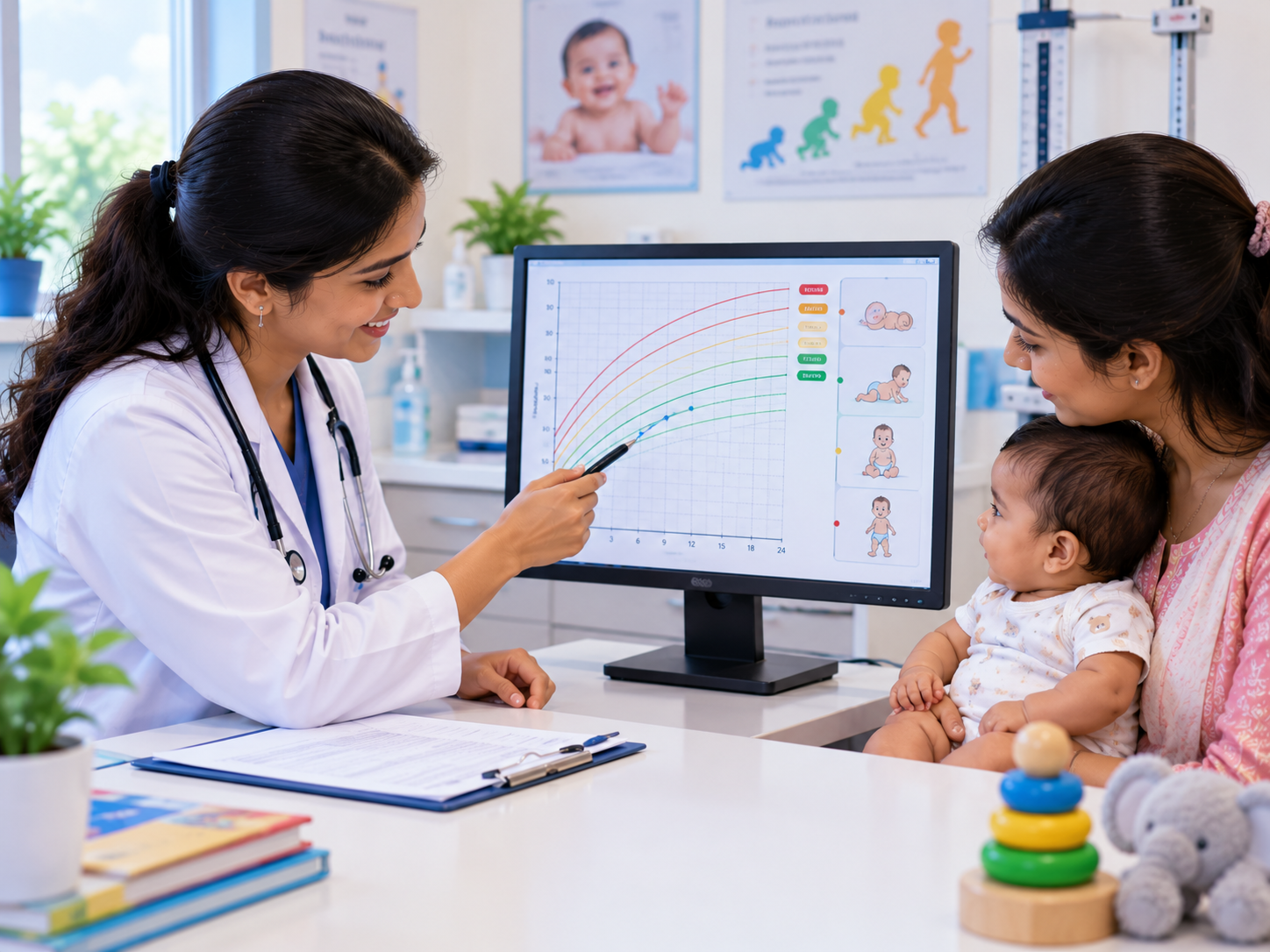 Growth chart plotting and percentile analysis for child