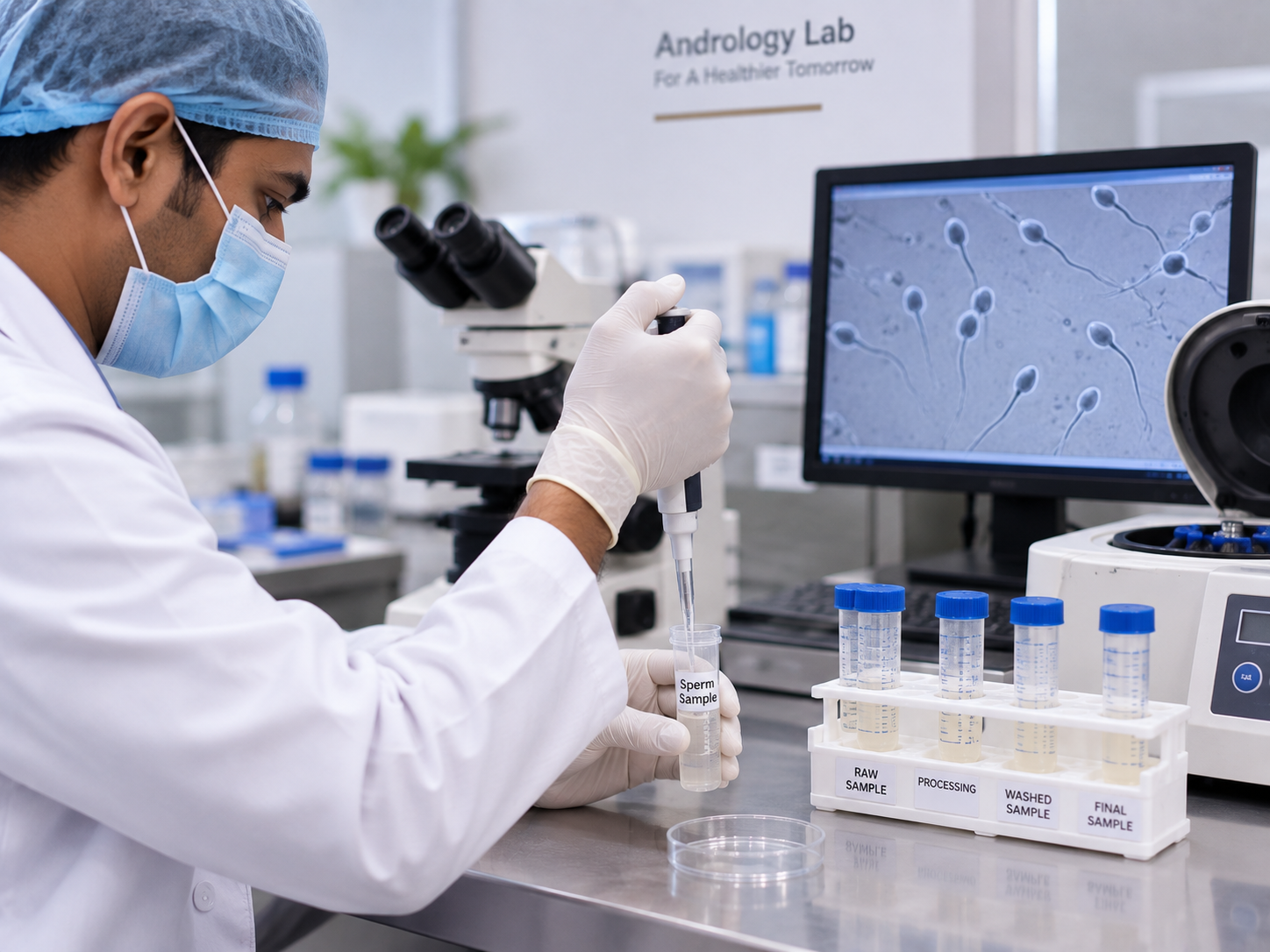 Sperm sample preparation in lab