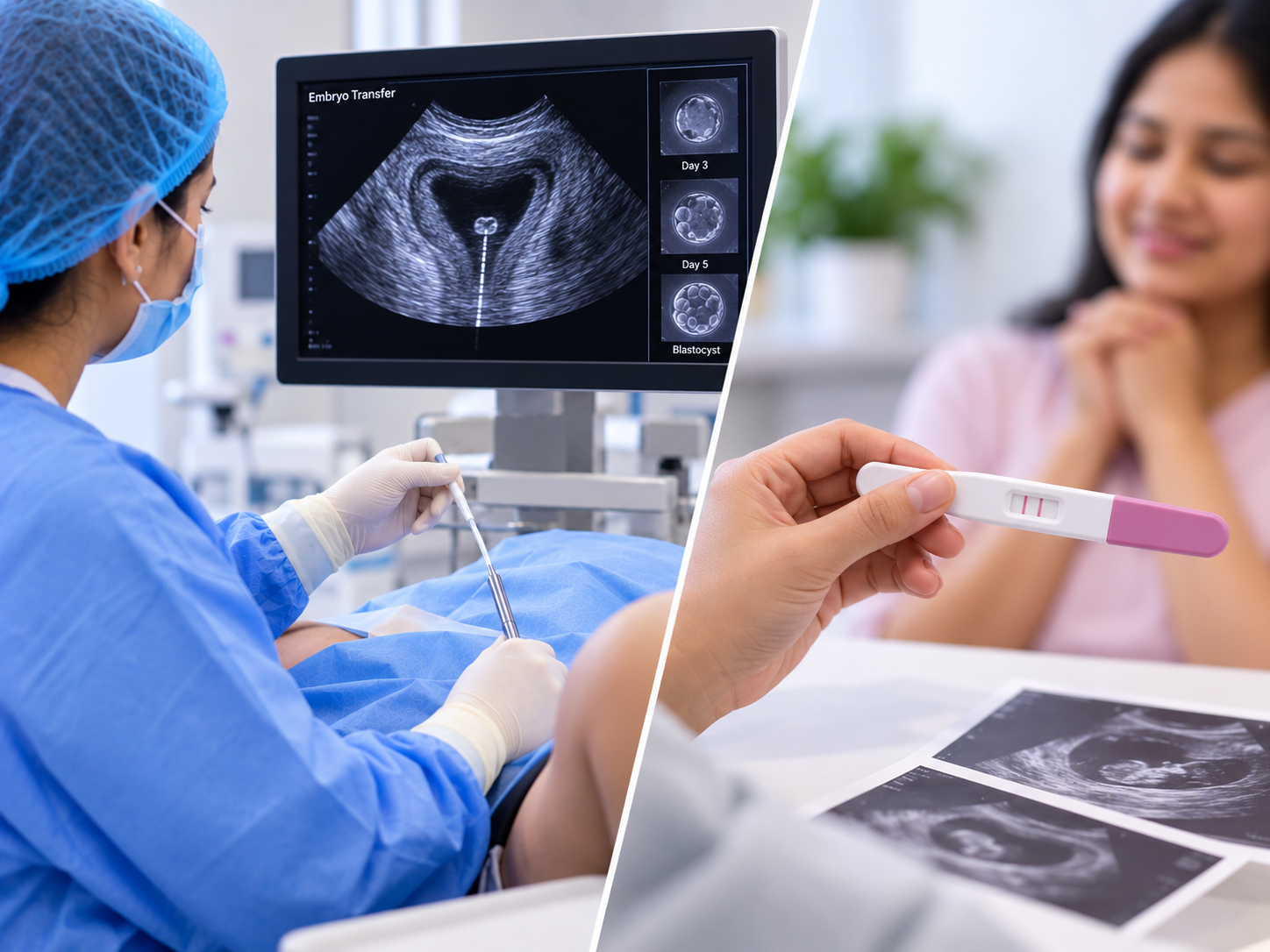 Embryo transfer and pregnancy test