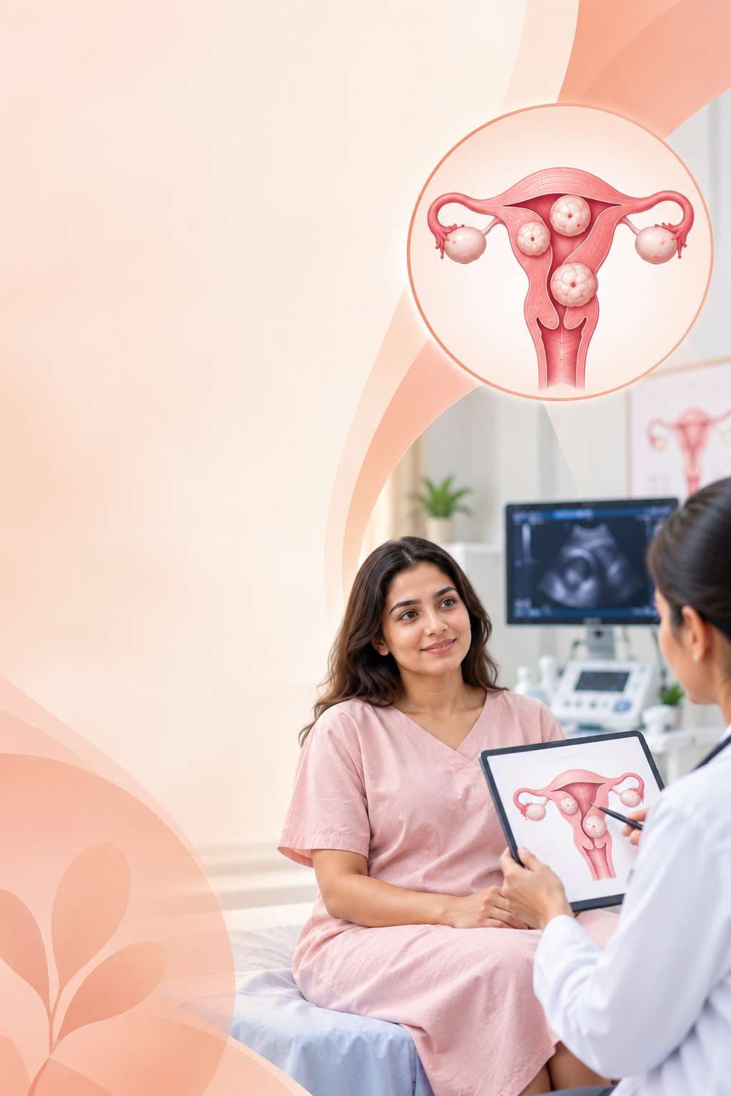 Gynecologist explaining myomectomy surgery for uterine fibroids at Sanjeevini Hospital Raichur